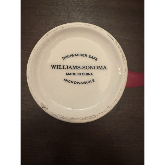 Williams-Sonoma "LOVE" Mugs Heart Set 5 Valentines Cup Stitching Red Handle Chip - Picture 9 of 10